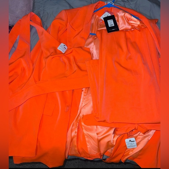 Neon Orange 3 Piece Suit - Picture 3 of 4